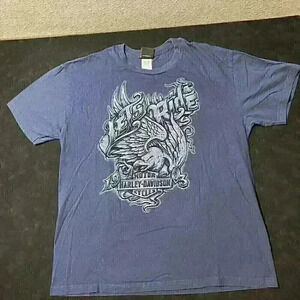 Harley-Davidson Mens Blue Lets Ride Eagle Pigeon Forge Graphic T-Shirt USA XL